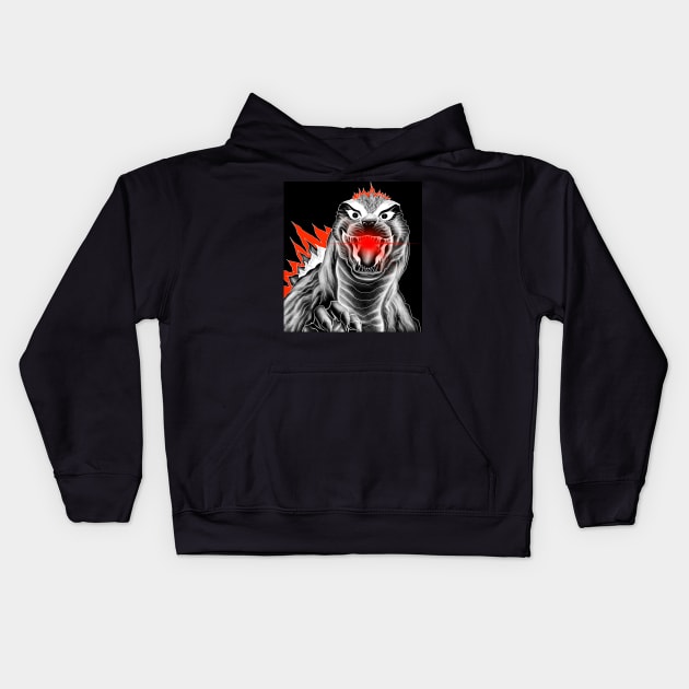 gojira the king of the kaiju monsters goes nuclear Kids Hoodie by jorge_lebeau